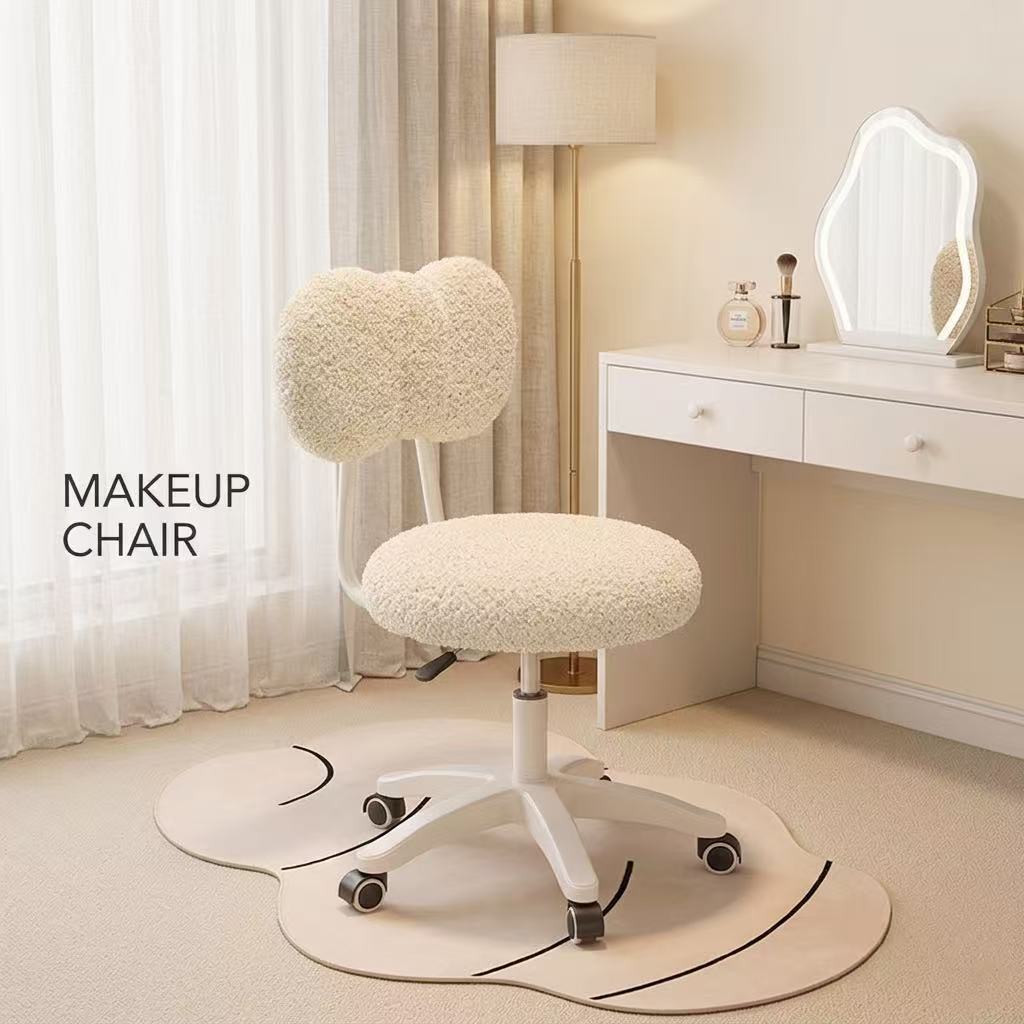 Home Office In Living Room - Cute Boucle Swivel Office Chair 360°