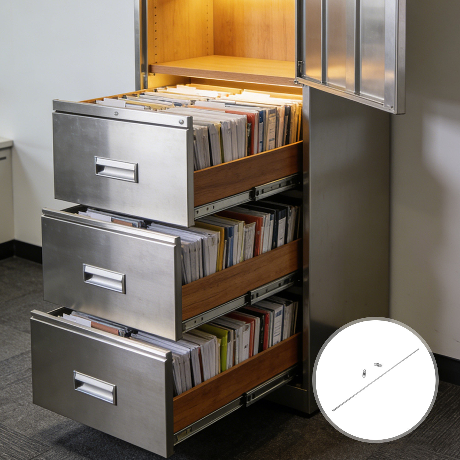File Cabinet Drawer - 40Cm Stainless Steel Hanging File Folder
