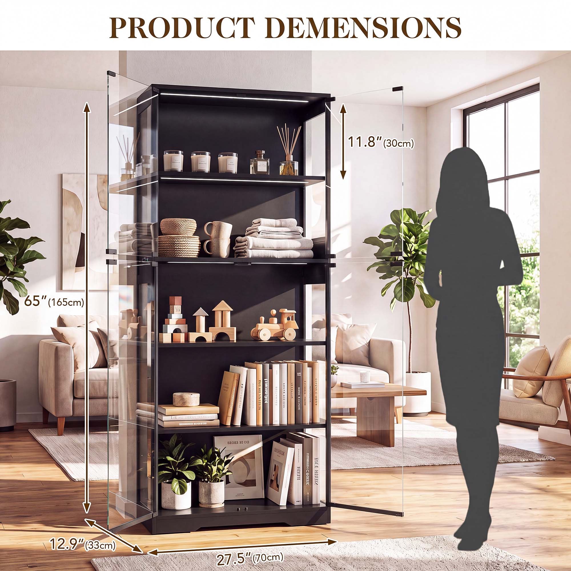 TCGBKAF 5‑Tier Display Cabinet - Home Office In Living Room review and price