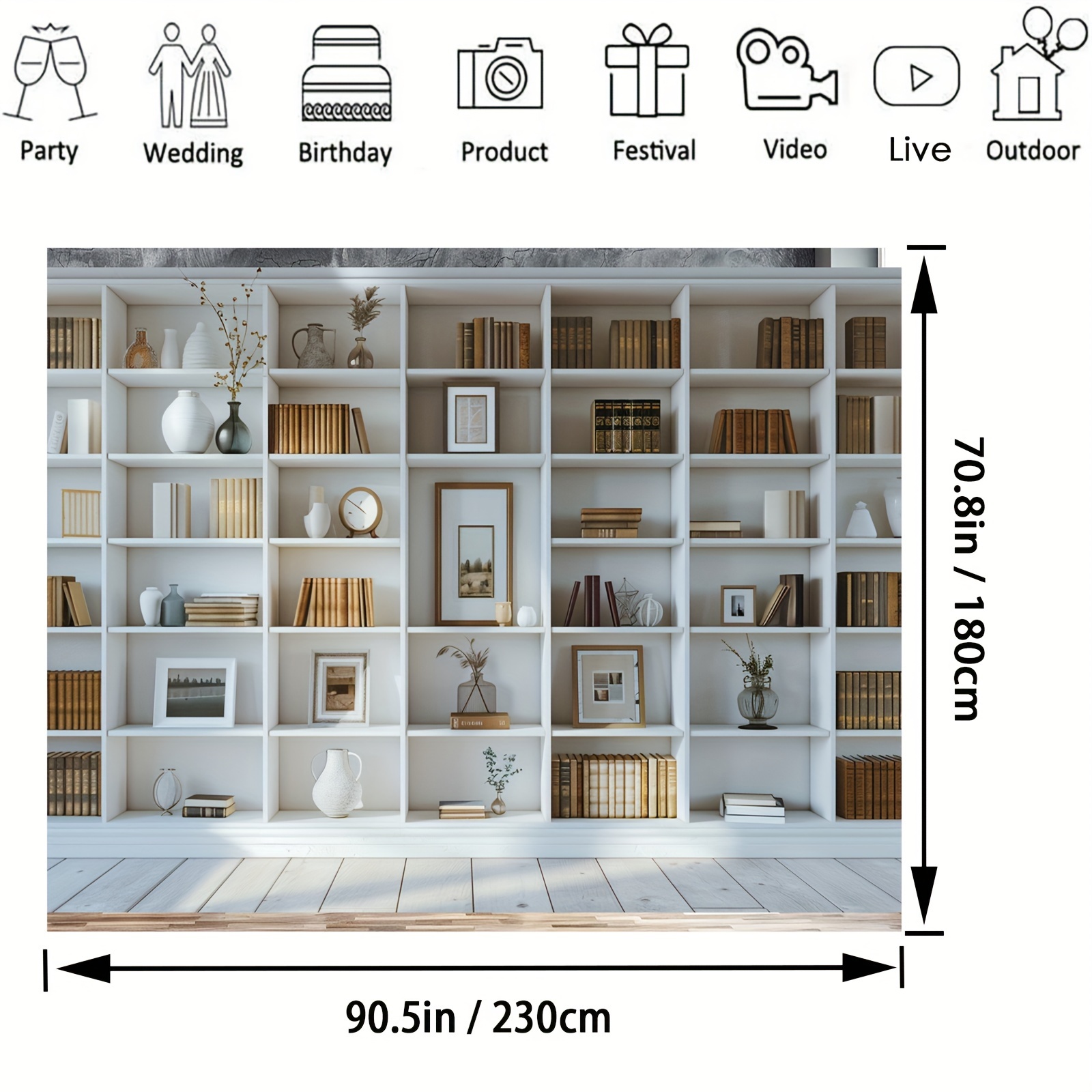1pc White Bookshelf background - Home Office Zoom Background review and price