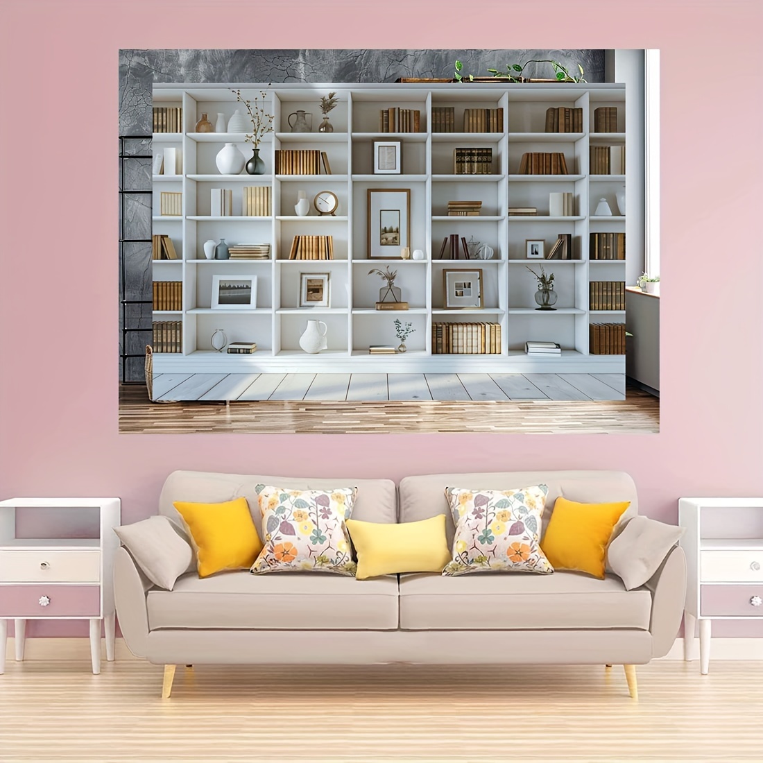 1pc White Bookshelf background - Home Office Zoom Background review and price