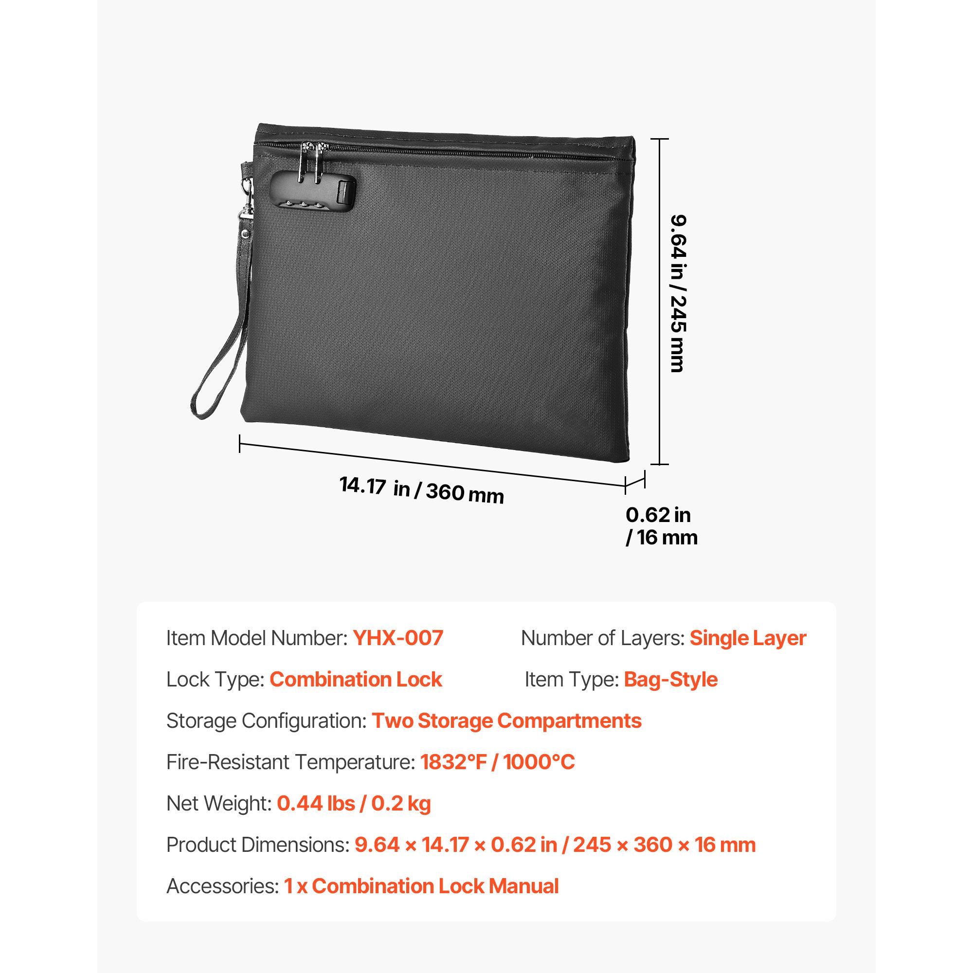 Fireproof Document Bag, 1832 F - Home Office Passport review and price