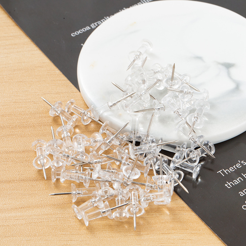 50/100pcs Push Pins Transparen - Home Office Head review and price
